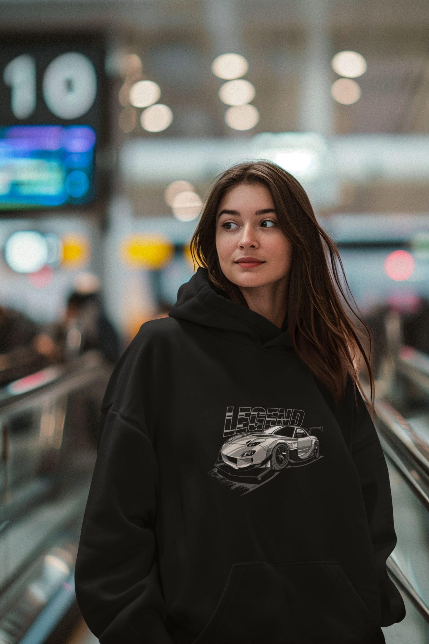 Unisex Legend Grey Car Black Oversized Hoodie