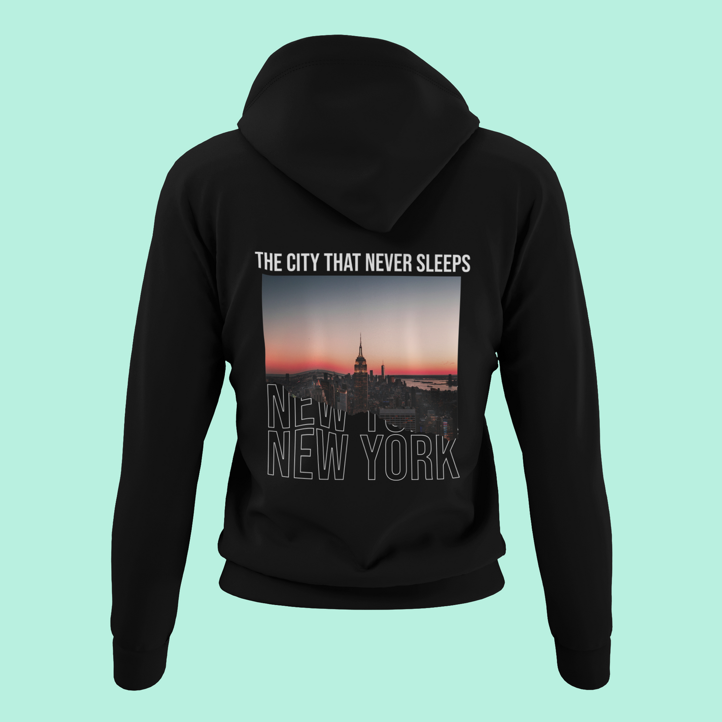 Unisex Black New York - NY Graphic Printed Oversized Hoodie