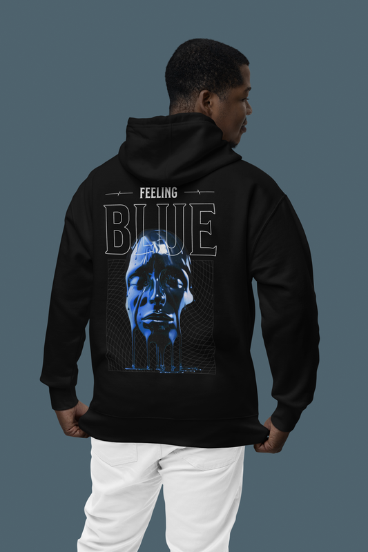 Unisex Feeling Blue Graphic Printed Oversized Hoodie