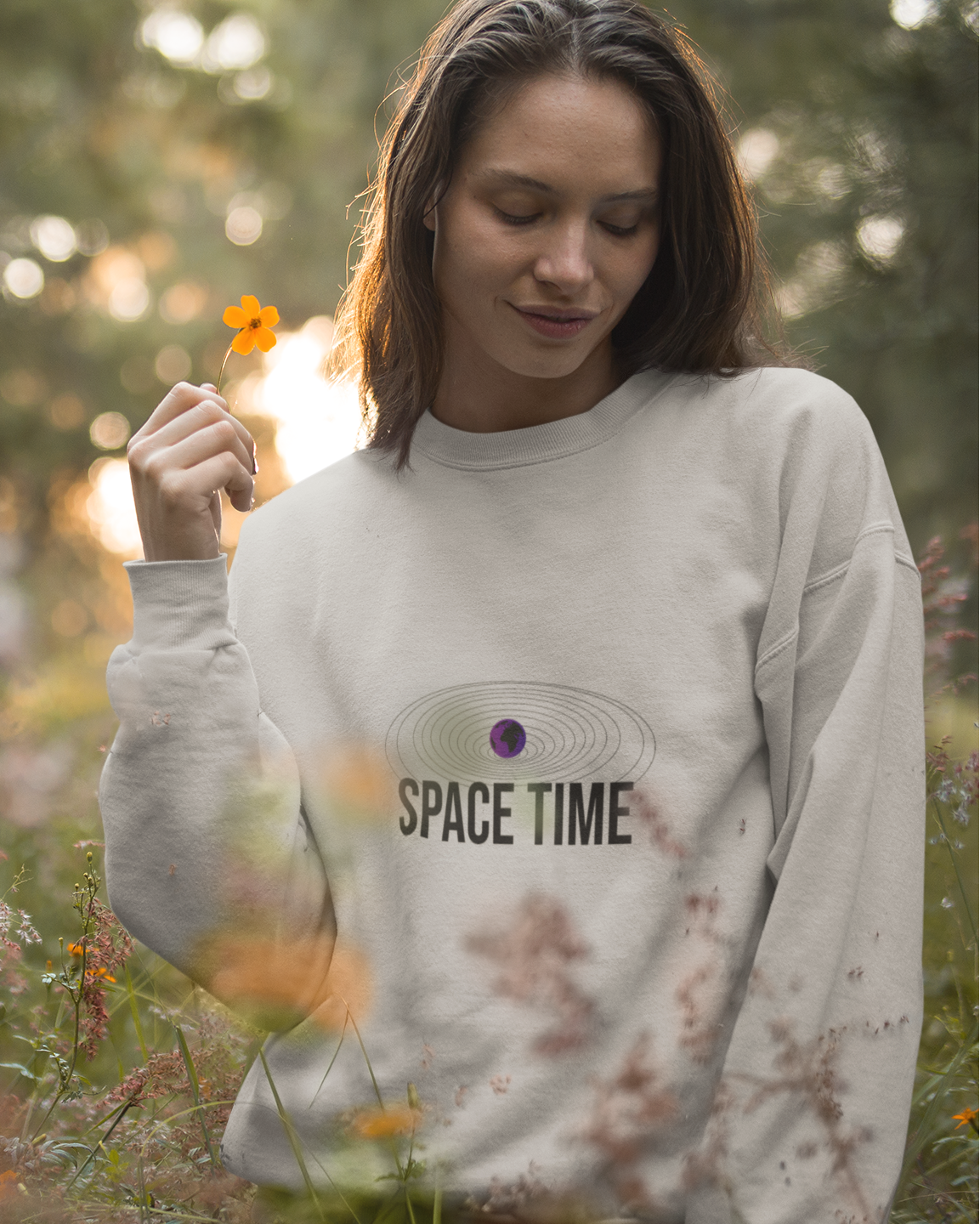 Unisex Space Time Graphic Printed Oversized Sweatshirt