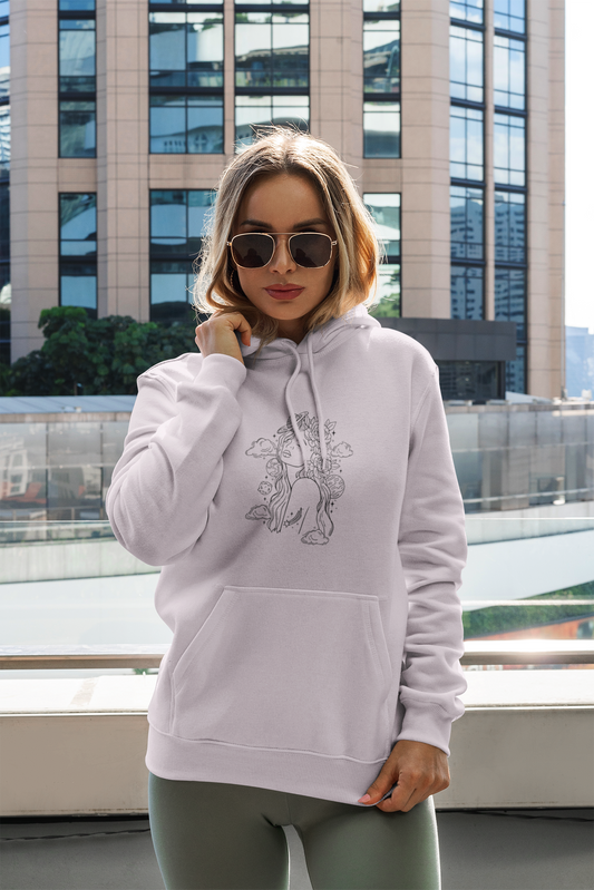 Female's Space Flowers Graphic Printed Oversized Hoodie