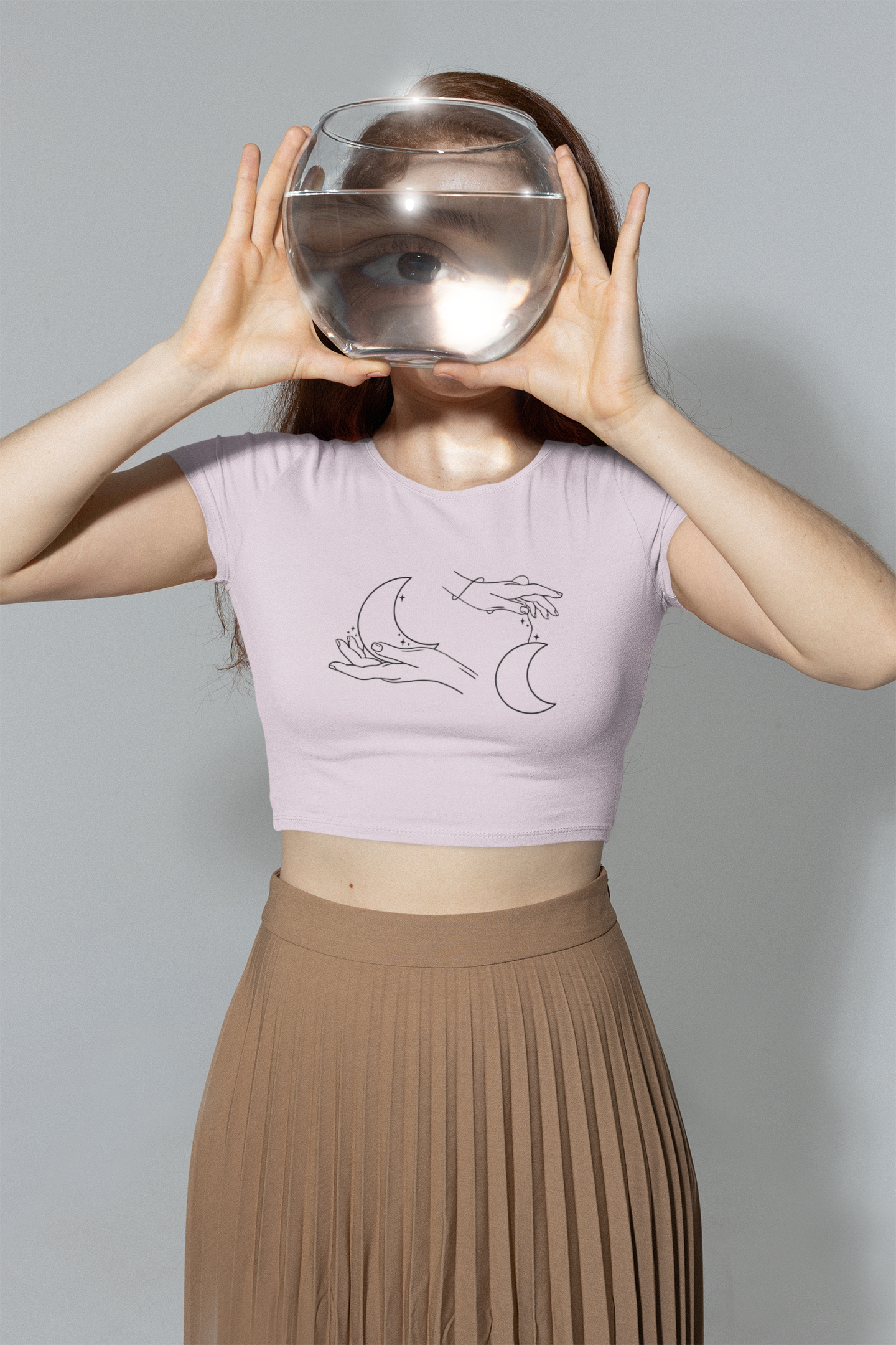 Women's Hands Of Space Graphic Printed Crop Top