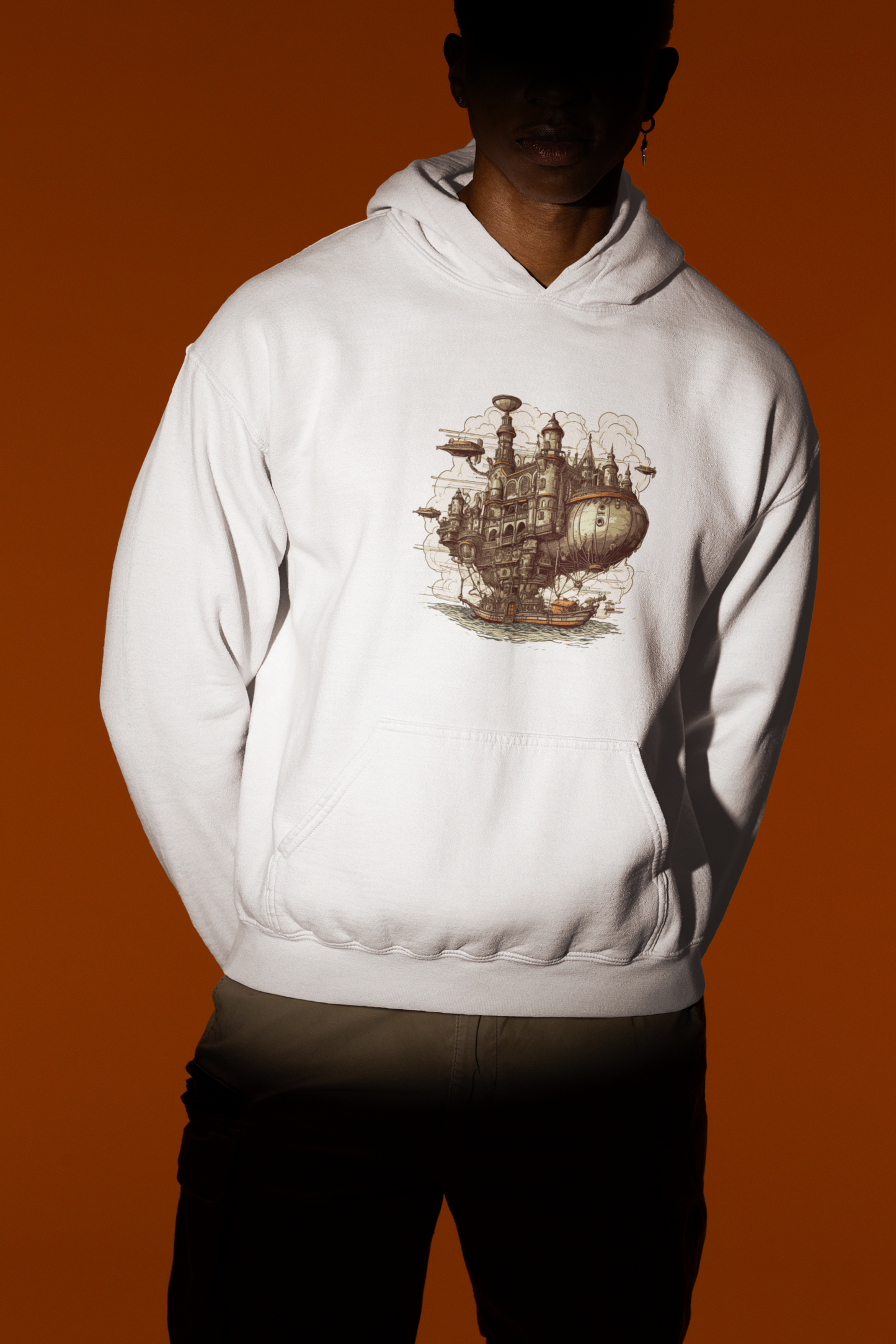 Unisex Steampunk Ship Graphic Printed Oversized Hoodie