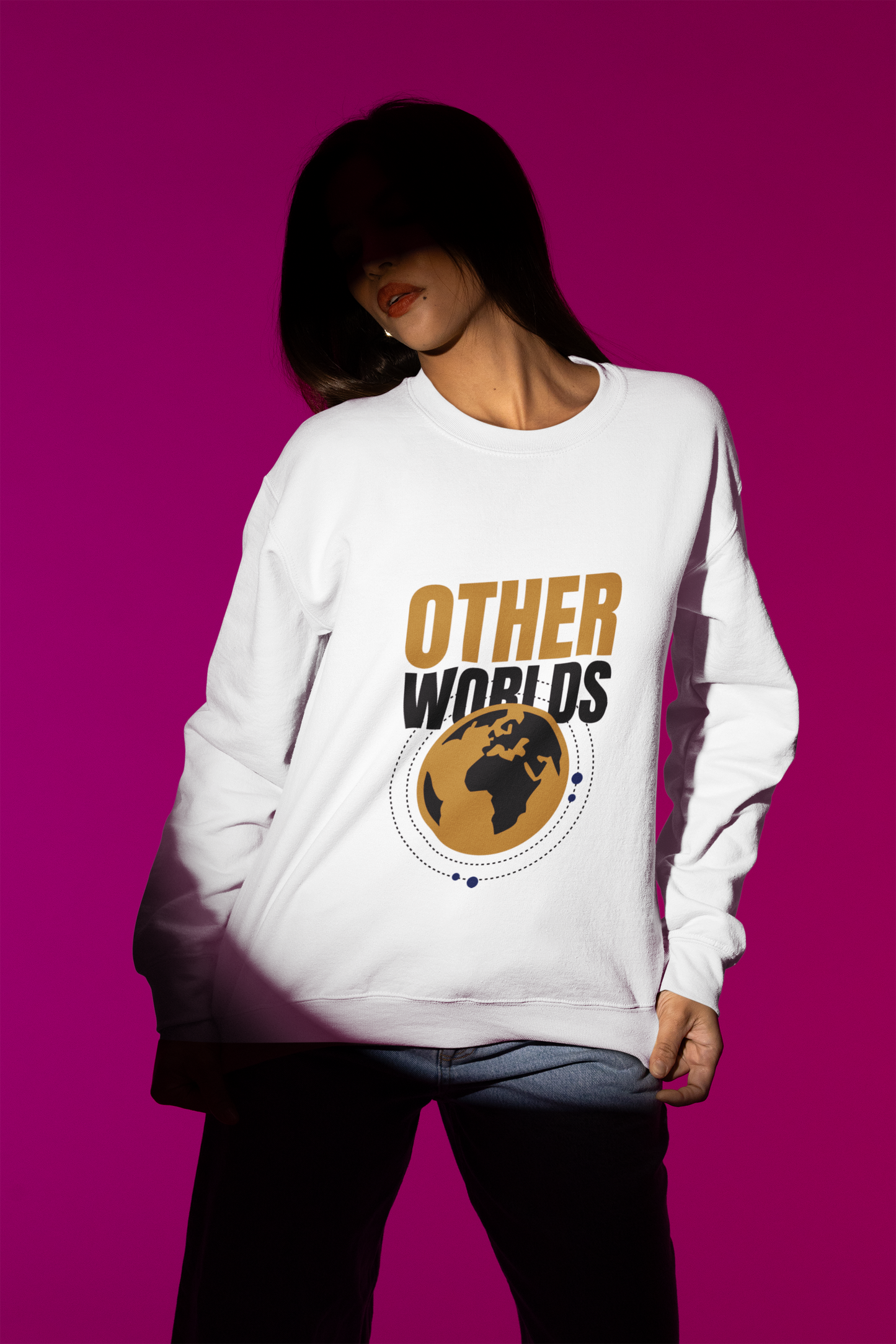 Unisex Other Worlds Graphic Printed Oversized Sweatshirt