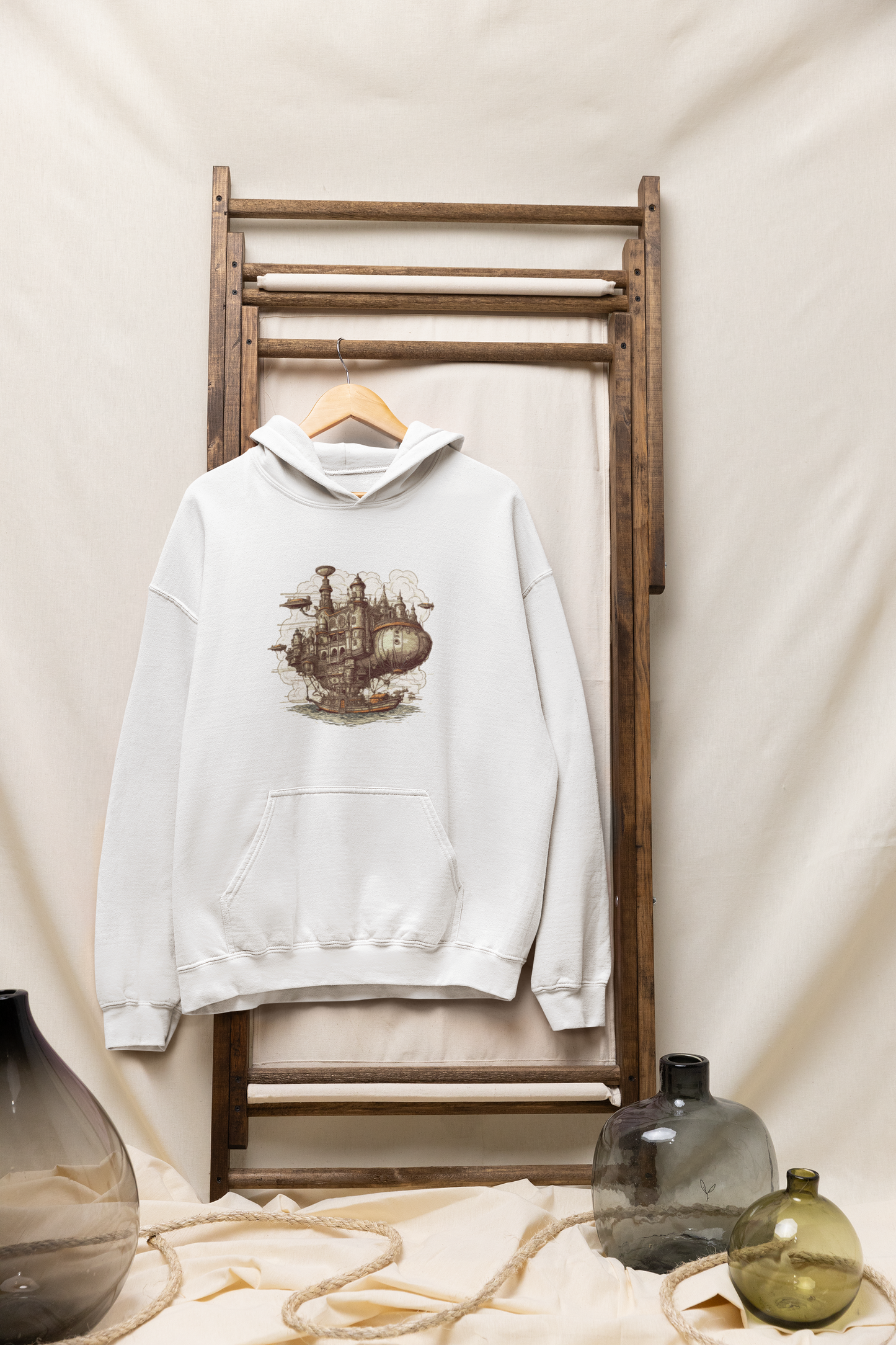 Unisex Steampunk Ship Graphic Printed Oversized Hoodie