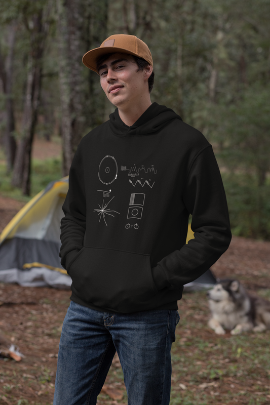 Unisex Earth Message to Aliens Graphic Printed Oversized Hoodie