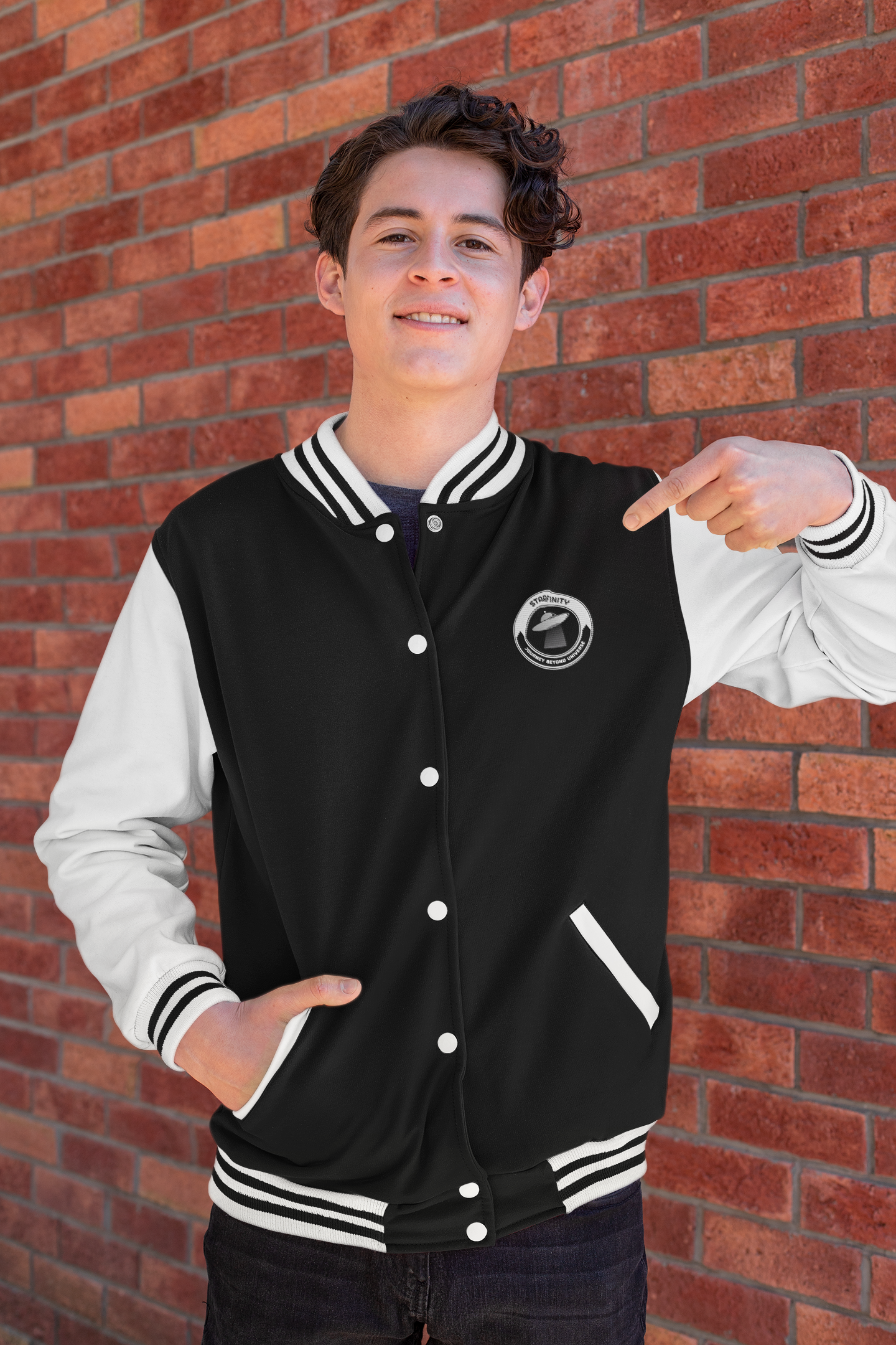 Unisex Starfinity Novel by Kartik Batra Black Varsity Jacket